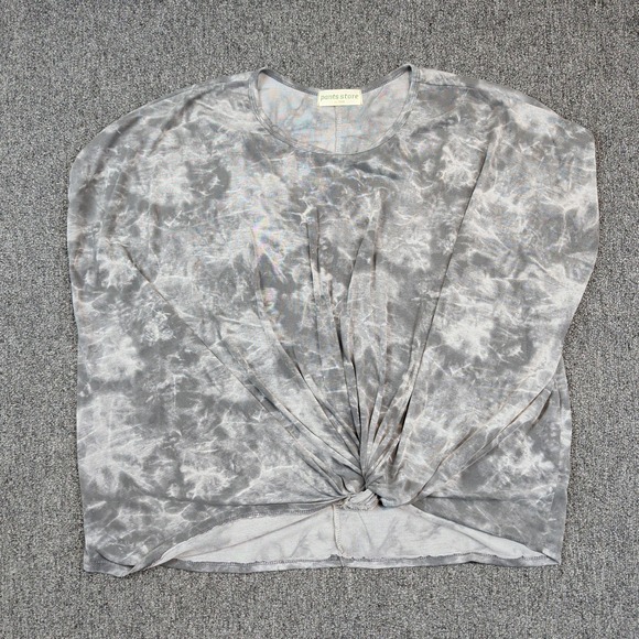 Pants Store Vintage Front Knot Tie Dye Top M Grey Metallic Shimmer Y2K Grunge — photo 2